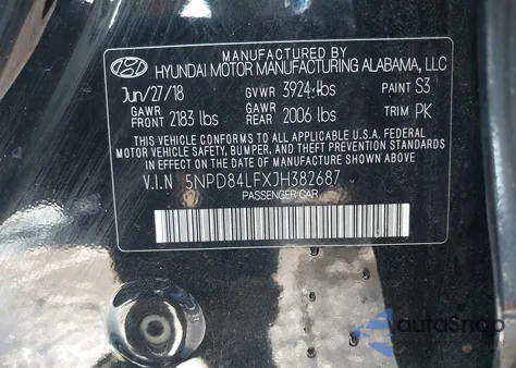 2018 Hyundai Elantra Value Edition z USA, uszkodzony, nr VIN 5NPD84LFXJH382687